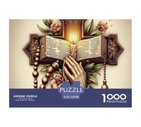 Rompecabezas 1000 Piezas Papel reciclable Oración Religiosa Cruz Rosario, Juego Familiar difícil Entretenimiento 52x38cm niños Adultos