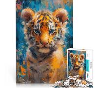 Rompecabezas 1000 piezas para adultos Bebé Tigre Sonriendo Juegos Divertidos en Familia Decoración de Pared Regalos de Cumpleaños y Navidad Únicos 14.96" x 20.47"