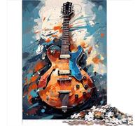 Rompecabezas 1000 Piezas para Adultos Guitarra eléctrica Rompecabezas Acuarela para Adultos Niños Rompecabezas Madera para Adultos Regalos Decoración artística para el hogar （50x75cm）