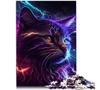 Rompecabezas 1000 piezas para adultos Lightning Cosmic Cat AI Art Juguetes Antiestrés 10.27 pulgadas x 14.96 pulgadas Entrena tu cerebro y tus manos