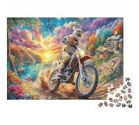 Rompecabezas 1000 Piezas Pareja de Dibujos Animados Besando en Motocicleta Regalos Mujeres Hombres Art Print Estéticos Y Desafiantes Decoración del Hogar Entretenimiento