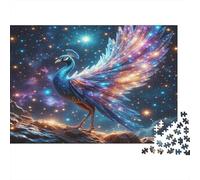 Rompecabezas 1000 Piezas Pavo Real en luz Estelar, Arte cósmico, relajación, concentración, cartón Grueso, niños +14, Regalo Familiar, 70x50cm/1000pcs