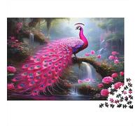 Rompecabezas 1000 Piezas Pavo Real Rosa fantástico, Arte acuático, Piezas precisas, decoración Mural, Arte detallado, 38x26cm/1000pcs, cartón Grueso Premium, Familia, Regalo cumpleaños