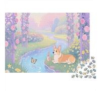 Rompecabezas 1000 Piezas Perro Corgi acostado de Lado Junto al Arroyo, para Adultos/Niños - Mágico & Decoración Moderna 1000pcs (75x50cm)