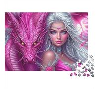Rompecabezas 1000 Piezas Reina dragón Rosa, Arte fantástico, desafiante, Rompecabezas Imposible, cartón Reciclado, Aficionados, 52x38cm/1000pcs