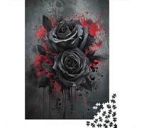 Rompecabezas 1000 Piezas Rosas Negras Tinta y Sangre Drama Gótico Papel Reciclado para Adultos Juego Educativo Desafiante Regalo 52x38cm/1000pcs