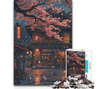 Rompecabezas 1000 Piezas Sakura Rainy Evening Una Obra de Arte Obra de Arte Regalo para niños a Partir de 14 años 38x26cm