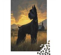 Rompecabezas 1000 Piezas Schnauzer Gigante Atardecer Guardián Rural Papel Reciclado para Adultos Regalo Ideal Casa 38x26cm/1000pcs