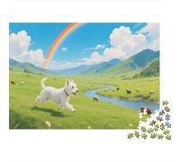 Rompecabezas 1000 Piezas West Highland White Terrier en la Pradera, para Familias - Desafío Mágico & Decoración 1000pcs (75x50cm)