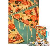 Rompecabezas 1000 Pizza Póster Vintage Rompecabezas Retro para Adultos Juego Familiar Vacaciones en Casa Matar el Tiempo Cumpleaños y Navidad (Tamaño 50x75cm)