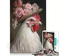 Rompecabezas 1000 Pollo en un Sombrero Arte de Corte Preciso Juego de Habilidad Mental Juego Fácil de Jugar Regalo de Arte Navideño (38x26cm)