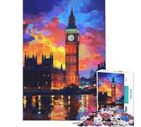 Rompecabezas 1000 "Resplandor del Atardecer de Londres para Adolescentes Ideal para Pasar el Tiempo en casa Un Reto para completar Regalo para Reducir el estrés 38x52cm