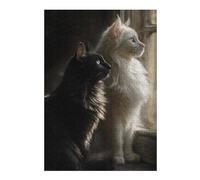Rompecabezas 1000pcs(38x26cm) para Adolescentes Black & White Cats Window Rompecabezas para Adultos Juguetes Antiestrés Mejora La Memoria Regalos De Cumpleaños Y Únicos 1000pcs(38x26cm)