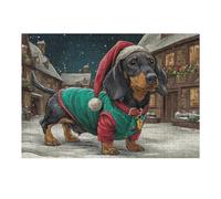 Rompecabezas 1000pcs(38x26cm) para Adolescentes Christmas Dachshund in Snowy Village Rompecabezas para Adultos Juguetes Antiestrés Decoración del Hogar Desafiante De Completar 1000pcs(38x26cm)
