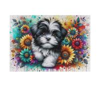 Rompecabezas 1000pcs(38x26cm) para Adolescentes Colorful Floral Puppy Art Print Rompecabezas para Adultos Juguetes Antiestrés Decoración del Hogar Desafiante De Completar 1000pcs(38x26cm)