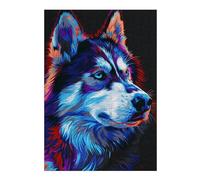 Rompecabezas 1000pcs(38x26cm) para Adolescentes Colorful Husky Art Print-1 Rompecabezas para Adultos Juego Práctico Decoración Desafío Educativo 1000pcs(38x26cm)