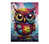 Rompecabezas 1000pcs(38x26cm) para Adolescentes Colorful Painted Owl Art Print Rompecabezas para Adultos Juegos Divertidos Mejora La Memoria Cumpleaños 1000pcs(38x26cm)