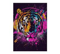 Rompecabezas 1000pcs(38x26cm) para Adolescentes Colorful Tiger Headphones Art Print Rompecabezas para Adultos Juegos Divertidos Regalos para Mujeres para Cumpleaños, Navidad 1000pcs(38x26cm)