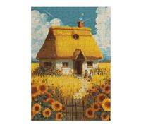 Rompecabezas 1000pcs(38x26cm) para Adolescentes Cozy Cottage in Sunflower Field Rompecabezas para Adultos Juegos Familiares Regalo De Cumpleaños Ayuda A Ejercitar El Cerebro 1000pcs(38x26cm)