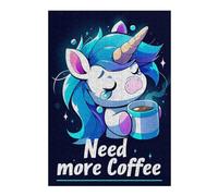 Rompecabezas 1000pcs(38x26cm) para Adolescentes Cute Unicorn Needs More Coffee Rompecabezas para Adultos Juguetes Antiestrés Decoración del Hogar Desafiante De Completar 1000pcs(38x26cm)