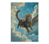 Rompecabezas 1000pcs(38x26cm) para Adolescentes Flying Angel Cat Art Print Rompecabezas para Adultos Juego Práctico Carrera De Velocidad De Manos Ayuda A Ejercitar El Cerebro 1000pcs(38x26cm)
