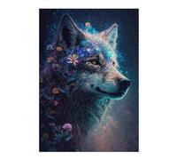 Rompecabezas 1000pcs(38x26cm) para Adolescentes Galactic Wolf with Flowers -1 Rompecabezas para Adultos Juegos Divertidos Regalos para Mujeres para Cumpleaños, Navidad 1000pcs(38x26cm)