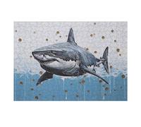 Rompecabezas 1000pcs(38x26cm) para Adolescentes Great White Shark Painting Rompecabezas para Adultos Juguetes Antiestrés Decoración del Hogar Desafiante De Completar 1000pcs(38x26cm)