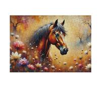Rompecabezas 1000pcs(38x26cm) para Adolescentes Magical Horse in Floral Fantasy Rompecabezas para Adultos Juguetes Antiestrés Decoración del Hogar Desafiante De Completar 1000pcs(38x26cm)