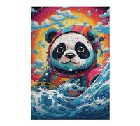 Rompecabezas 1000pcs(38x26cm) para Adolescentes Panda Astronaut Surfing Rainbow Wave Rompecabezas para Adultos Juego Práctico Alivia El Estrés Cumpleaños Y Navidad 1000pcs(38x26cm)