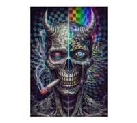 Rompecabezas 1000pcs(38x26cm) para Adolescentes Psychedelic Devil Skull Artwork Rompecabezas para Adultos Juegos Relajantes Que Mejoran La Memoria Regalos para Reducir El Estrés 1000pcs(38x26cm)