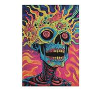 Rompecabezas 1000pcs(38x26cm) para Adolescentes Psychedelic Skull Art Print-6 Rompecabezas para Adultos Juego Práctico Carrera De Velocidad De Manos Ayuda A Ejercitar El Cerebro 1000pcs(38x26cm)