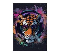 Rompecabezas 1000pcs(38x26cm) para Adolescentes Tiger Headphones Sunglasses Art Print-3 Rompecabezas para Adultos Juego Práctico Alivia El Estrés Cumpleaños Y Navidad 1000pcs(38x26cm)