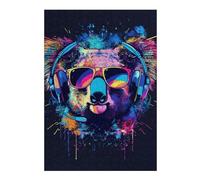 Rompecabezas 1000pcs(38x26cm) para Adultos Colorful Koala Headphones Art Print Rompecabezas para Adultos Juegos Relajantes Alivia El Estrés Cumpleaños