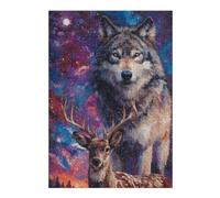 Rompecabezas 1000pcs(38x26cm) para Adultos Galactic Wolf and Deer Art Print -1 Rompecabezas Juguetes Antiestrés Desafío Difícil para Cumpleaños, Navidad 1000pcs(38x26cm)