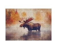 Rompecabezas 1000pcs(38x26cm) para Adultos Moose in Water with Autumnal Background Rompecabezas para Adultos Juegos Familiares Decoración De Pared Regalos para Reducir El Estrés 1000pcs(38x26cm)