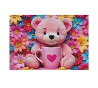 Rompecabezas 1000pcs(38x26cm) para Adultos Pink Teddy Bear with Heart Mug Rompecabezas para Adultos Juguetes De Bricolaje Vacaciones En Casa Matar El Tiempo Desafío Educativo 1000pcs(38x26cm)