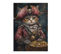 Rompecabezas 1000pcs(38x26cm) para Adultos Pirate Cat with Treasure Chest-3 Rompecabezas Juguetes Antiestrés Desafío Difícil para Cumpleaños, Navidad 1000pcs(38x26cm)