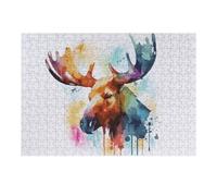 Rompecabezas 1000pcs(38x26cm) para Adultos Watercolor Moose Painting Rompecabezas para Adultos Juguetes De Bricolaje Vacaciones En Casa Matar El Tiempo Desafío Educativo 1000pcs(38x26cm)