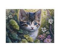 Rompecabezas 1000pcs(38x26cm) para Adultos Whiskered Whiskers Cute Kitten in Flowers Rompecabezas para Adultos Juguetes Antiestrés Corte De Precisión Cumpleaños 1000pcs(38x26cm)