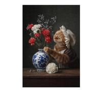 Rompecabezas 1000pcs(38x26cm) S para Adolescentes Cat in Dutch Costume with Flowers Rompecabezas Juego De Ingenio Desafío Difícil para Cumpleaños, Navidad 1000pcs(38x26cm) S