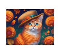 Rompecabezas 1000pcs(52x38cm) para Adolescentes Autumnal Cat with Hat Rompecabezas para Adultos Juguetes Antiestrés Decoración del Hogar Desafiante De Completar 1000pcs(52x38cm)