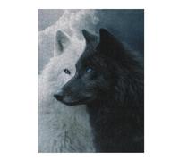 Rompecabezas 1000pcs(52x38cm) para Adolescentes Black & White Wolves Harmony in Nature Rompecabezas para Adultos Juegos Divertidos Regalos para Mujeres para Cumpleaños, Navidad 1000pcs(52x38cm)