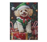 Rompecabezas 1000pcs(52x38cm) para Adolescentes Christmas Poodle with Presents-2 Rompecabezas Juego De Ingenio Desafío Difícil para Cumpleaños, Navidad 1000pcs(52x38cm)