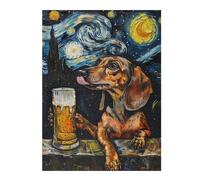 Rompecabezas 1000pcs(52x38cm) para Adolescentes Dachshund with Beer - Starry Night Style Rompecabezas para Adultos Juego Práctico Corte De Precisión 1000pcs(52x38cm)