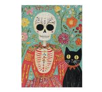 Rompecabezas 1000pcs(52x38cm) para Adolescentes Day of The Dead Skeleton Art Print-2 Rompecabezas Juego De Ingenio Desafío Difícil para Cumpleaños, Navidad 1000pcs(52x38cm)