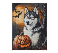 Rompecabezas 1000pcs(52x38cm) para Adolescentes Halloween Wolf with Jack-o'-Lantern-2 Rompecabezas Juego De Ingenio Desafío Difícil para Cumpleaños, Navidad 1000pcs(52x38cm)