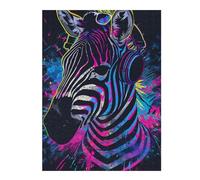 Rompecabezas 1000pcs(52x38cm) para Adolescentes Neon Zebra Headphones Art Print Rompecabezas para Adultos Juego Práctico Alivia El Estrés Cumpleaños Y Navidad 1000pcs(52x38cm)
