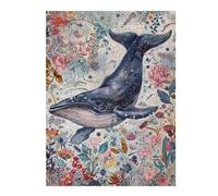 Rompecabezas 1000pcs(52x38cm) para Adolescentes Whale in Floral Fantasy Rompecabezas para Adultos Juego Práctico Carrera De Velocidad De Manos Ayuda A Ejercitar El Cerebro 1000pcs(52x38cm)