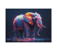 Rompecabezas 1000pcs(52x38cm) para Adultos Colorful Elephant on Dark Background Rompecabezas para Adultos Juegos Familiares Decoración De Pared Regalos para Reducir El Estrés 1000pcs(52x38cm)
