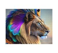 Rompecabezas 1000pcs(52x38cm) para Adultos Fantasy Lion with Peacock Feathers Rompecabezas Práctico para Adultos Juego Difícil Único Regalos De Cumpleaños 1000pcs(52x38cm)